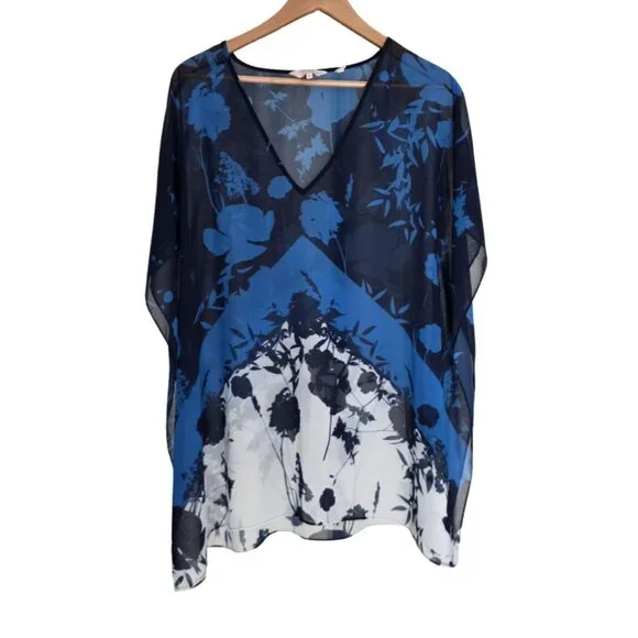 Women's - Ted Baker Lianna Bluebell Poncho-Style Swim Cover-Up, Size Small - Picture 2 of 7